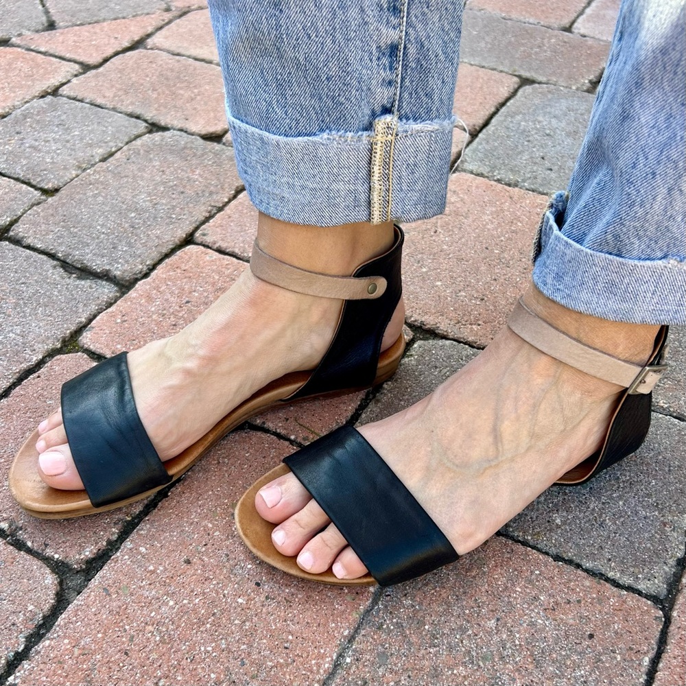 Miz Mooz Black and Tan Sandals